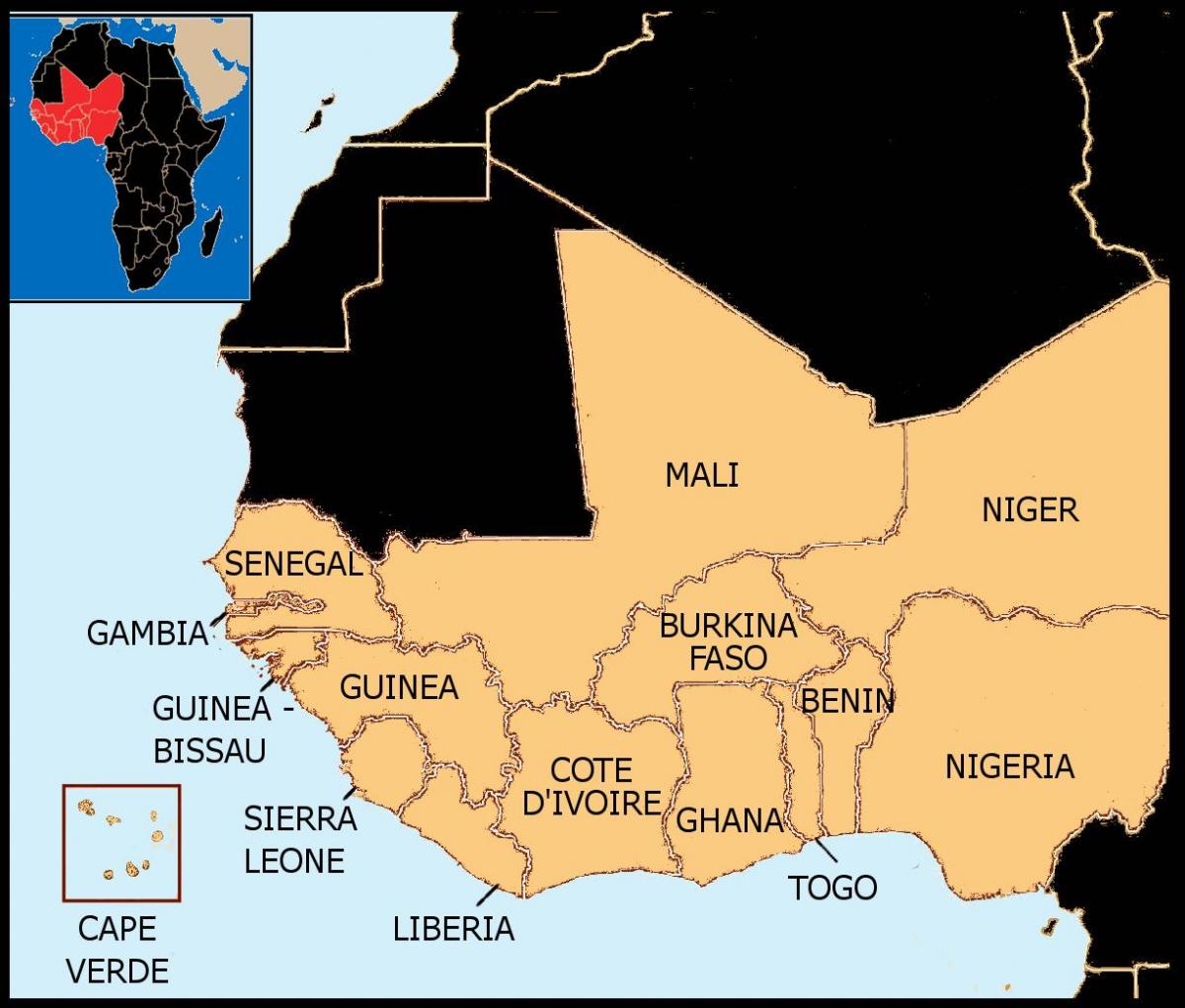 نقشہ سینیگال کے نقشے مغربی افریقہ