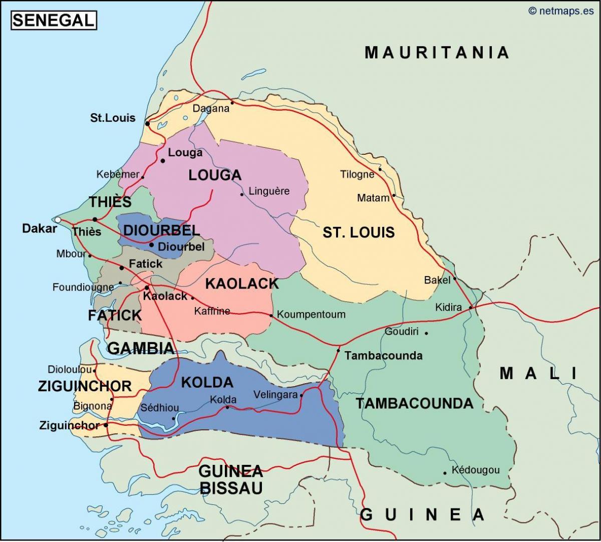 نقشہ سینیگال کے ملک